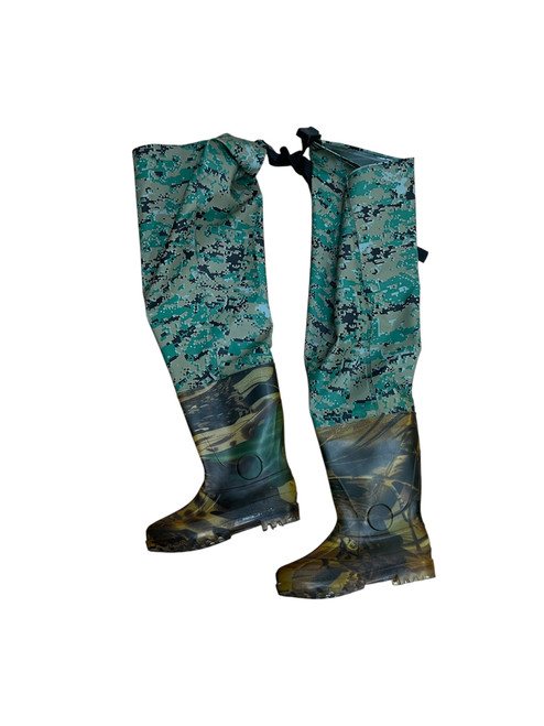 Vist Large View of Product Image Which is Used Camo Pair Waders Sz 1