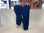 Sports Unlimited football pants, used youth football gear, integrated padded pants, YTH MD navy football pants, youth football uniform, protective football pants, navy football gear, used sports equipment, youth padded football pants. View 1