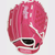 The back of a 10-inch pink/white Rawlings Sure Catch softball glove View 3