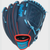 Back of a navy blue Rawlings Flex Palm Series 11-inch Youth Baseball Glove with a Columbia Blue Rawlings patch View 3