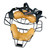 Used All-Star Umpire Face Mask Black with Tan Pads, front view, other angle View 2
