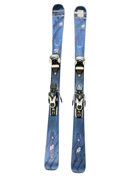 Used K2 T-NINE LUV BUG 100CM Girls DH Ski/Binding White And