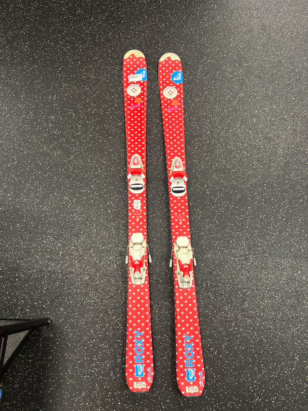 Used K2 T-NINE LUV BUG 100CM Girls DH Ski/Binding White And Pink