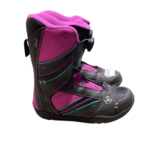 Used Burton YTH MINI GROM Girls Snowboard Boots White And Purple