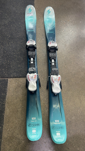 Used K2 T-NINE LUV BUG 100CM Girls DH Ski/Binding White And Pink