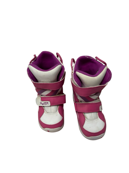 Used Burton YTH MINI GROM Girls Snowboard Boots White And Purple