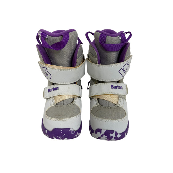 Used Burton YTH MINI GROM Girls Snowboard Boots White And Purple