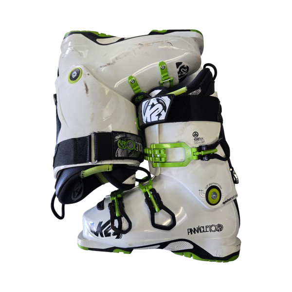 Used Lange RX 100 Mens DH Ski Boot White And Green 255 MP - M07.5