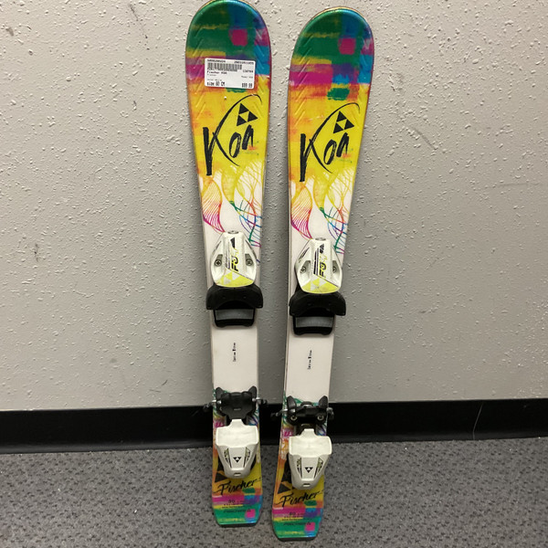 Used K2 T-NINE LUV BUG 100CM Girls DH Ski/Binding White And Pink