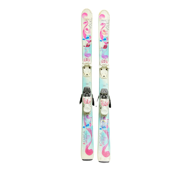 Used Volkl CHICA 110 CM Girls DH Ski/Binding White 110 cm