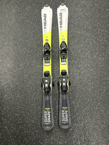 Used Head SUPERSHAPE SUPER TEAM Boys DH Ski/Binding Royal Blue 127 cm