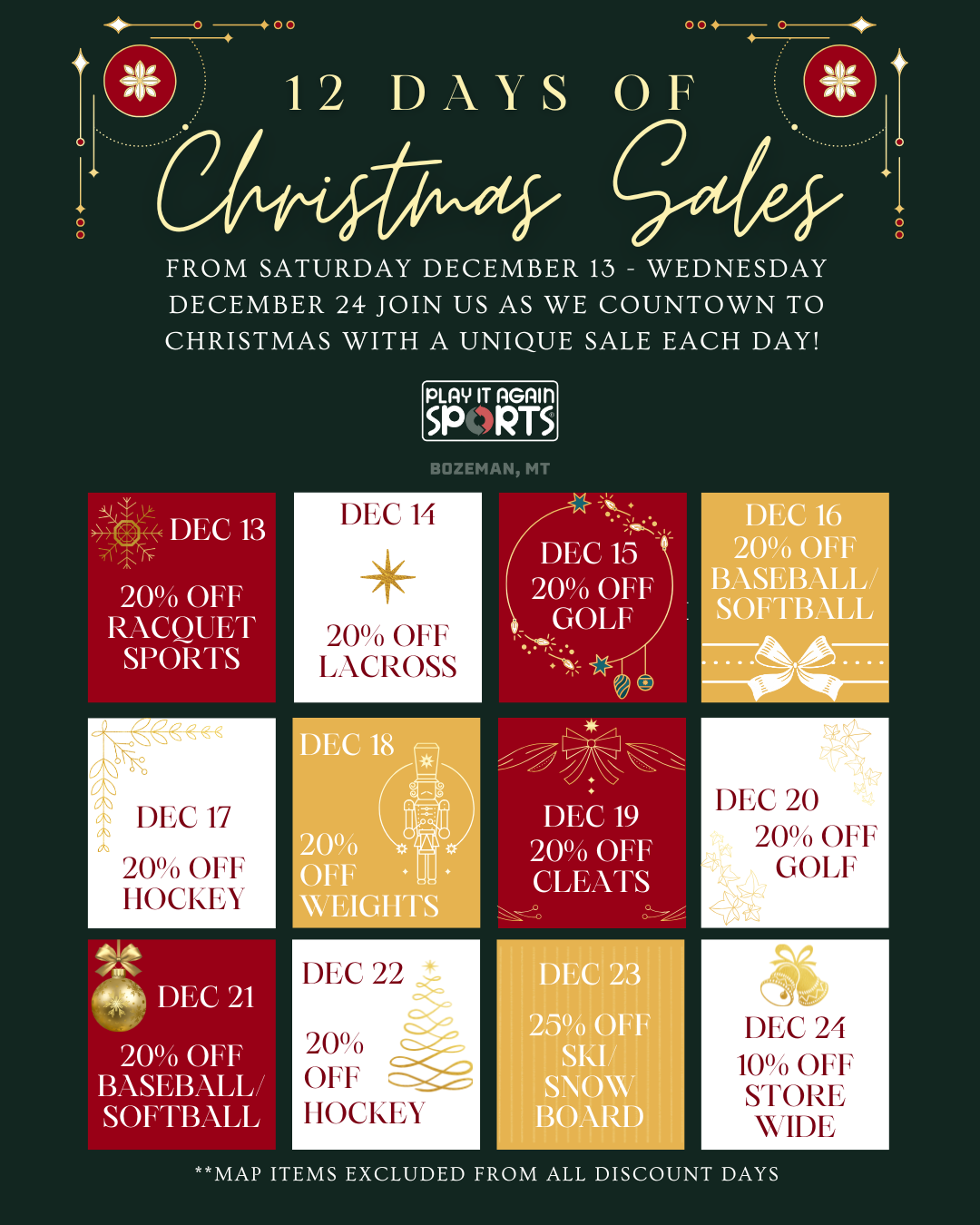 12 Days of Christmas Deals on New and Used Sporting Goods in Bozeman, Montana