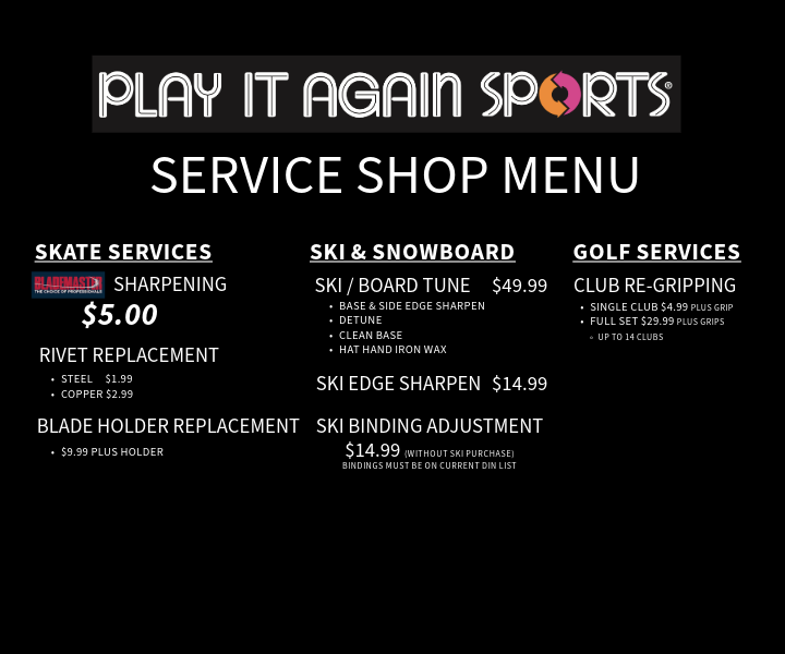 Service We Offer | Play It Again Sports Edmonton - Northwest, AB