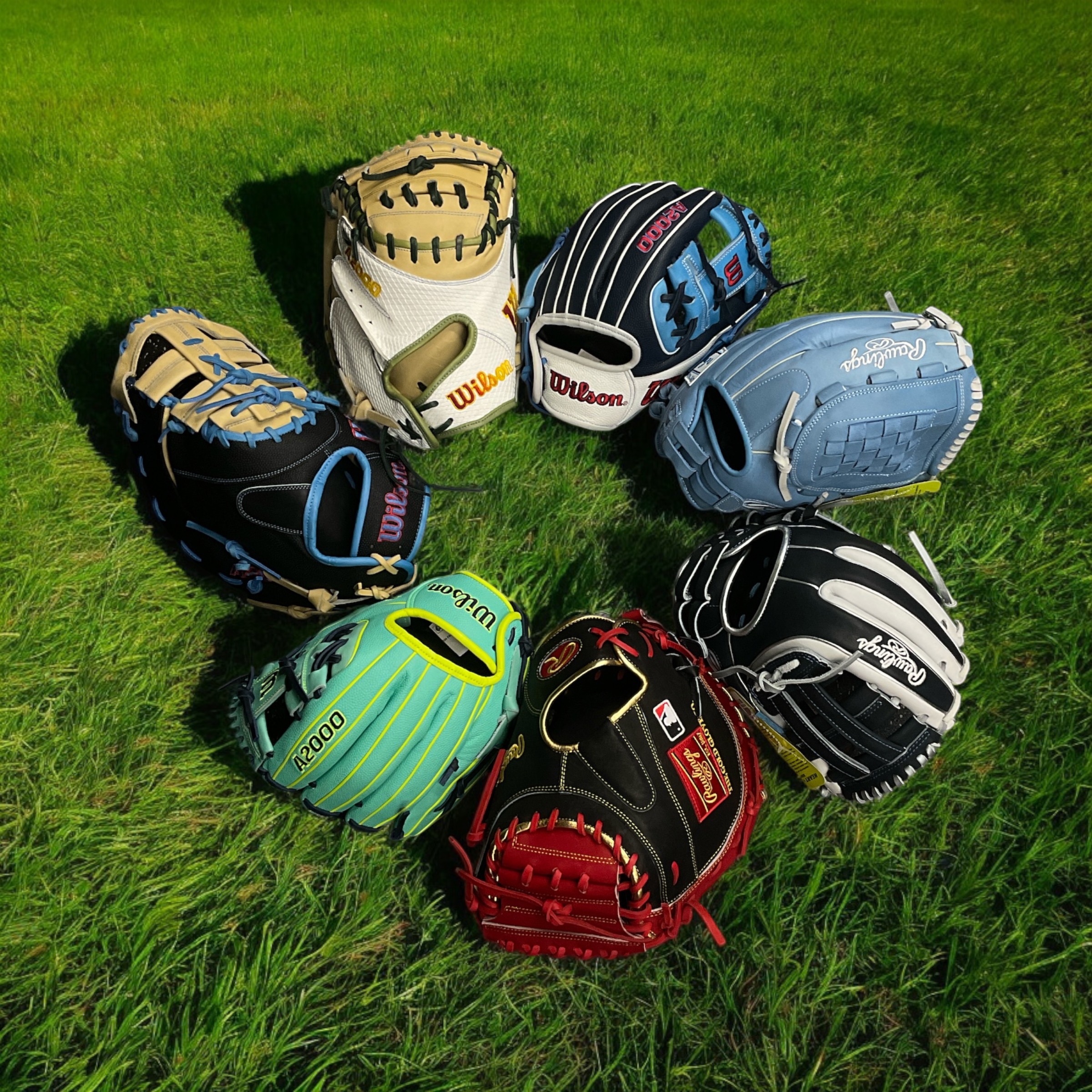 softball and baseball gloves