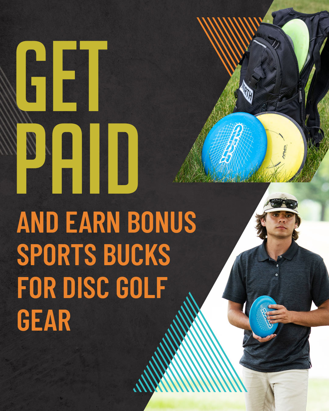 Get paid and earn bonus sports bucks for disc golf.