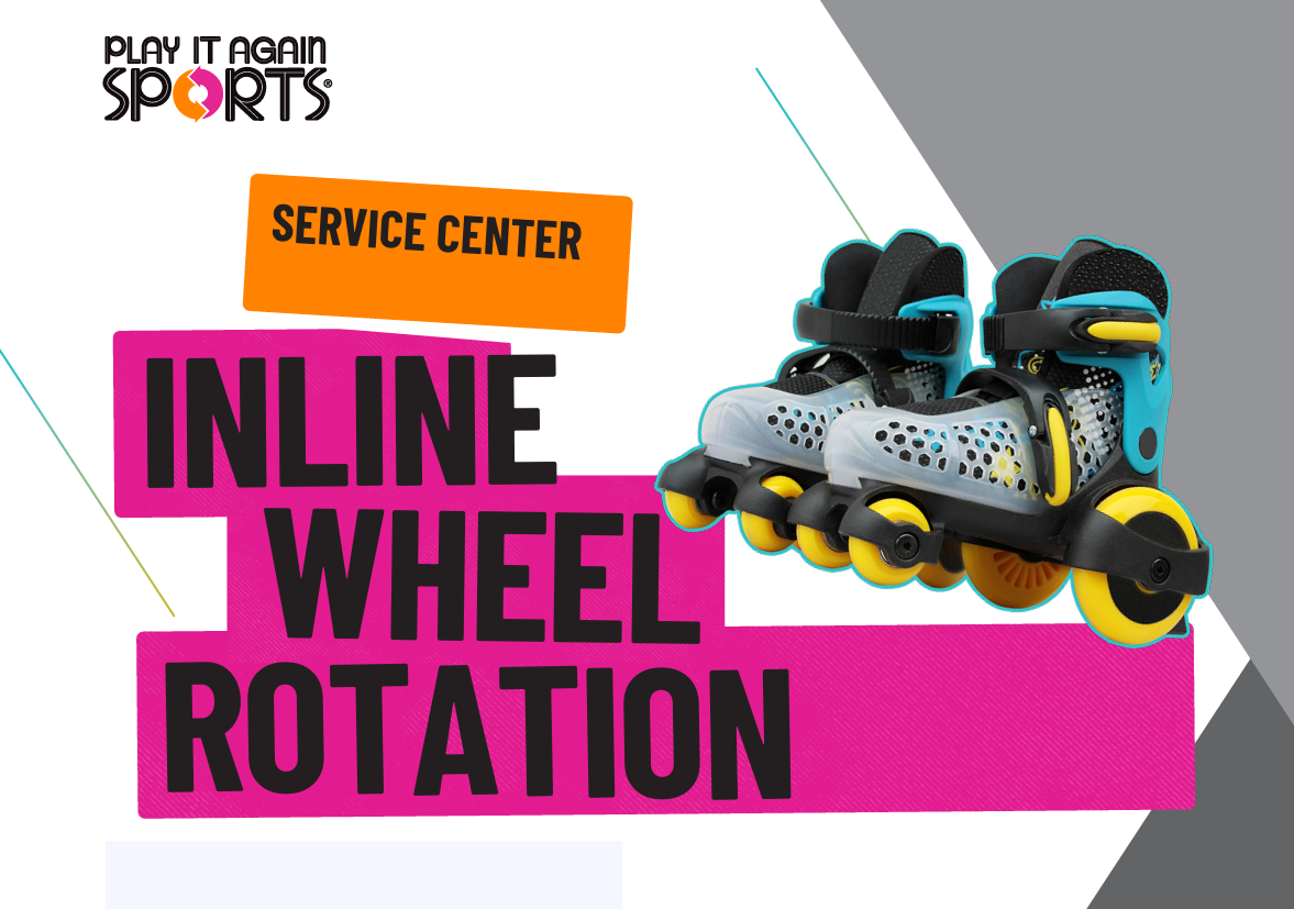 Image of inline skate and call to action for wheel rotation services