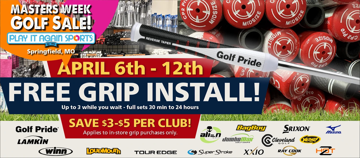 Golf sale display at Play It Again Sports Springfield in Springfield MO during Masters Week.