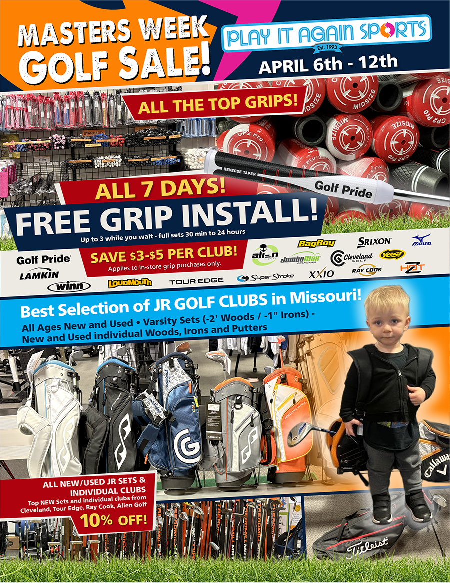 Golf sale display at Play It Again Sports Springfield in Springfield MO during Masters Week.