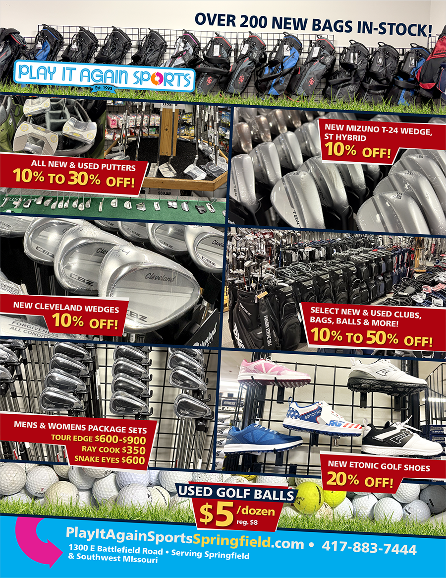 Golf sale display at Play It Again Sports Springfield in Springfield MO during Masters Week.