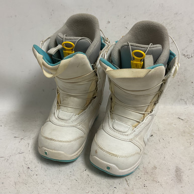 Used Burton EMERALD SMALLS Girls Snowboard Boots White And
