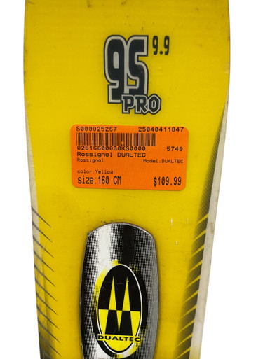 Used Rossignol DUALTEC Mens Skis Only Yellow 160 cm