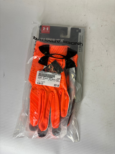Used Under Armour UA SPOTLIGHT ORANGE LG Football Gloves Football