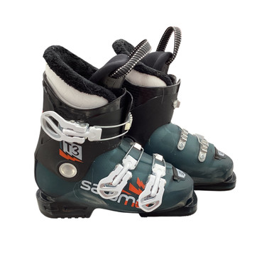 Used Salomon T3 SZ 22.0 Boys DH Ski Boot Teal 220 MP - J04 - W05