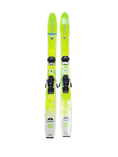 Used Dynastar CHAM 107 WOMAN SKIS Womens Skis Only Neon Green 157 cm