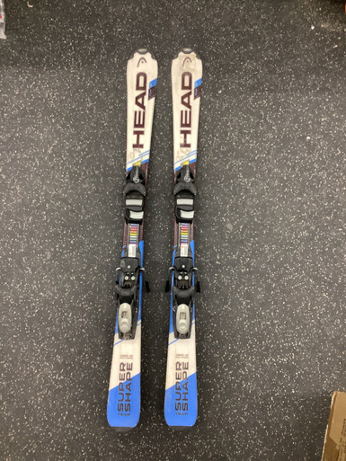 Used Head SUPERSHAPE SUPER TEAM Boys DH Ski/Binding Royal Blue 127 cm