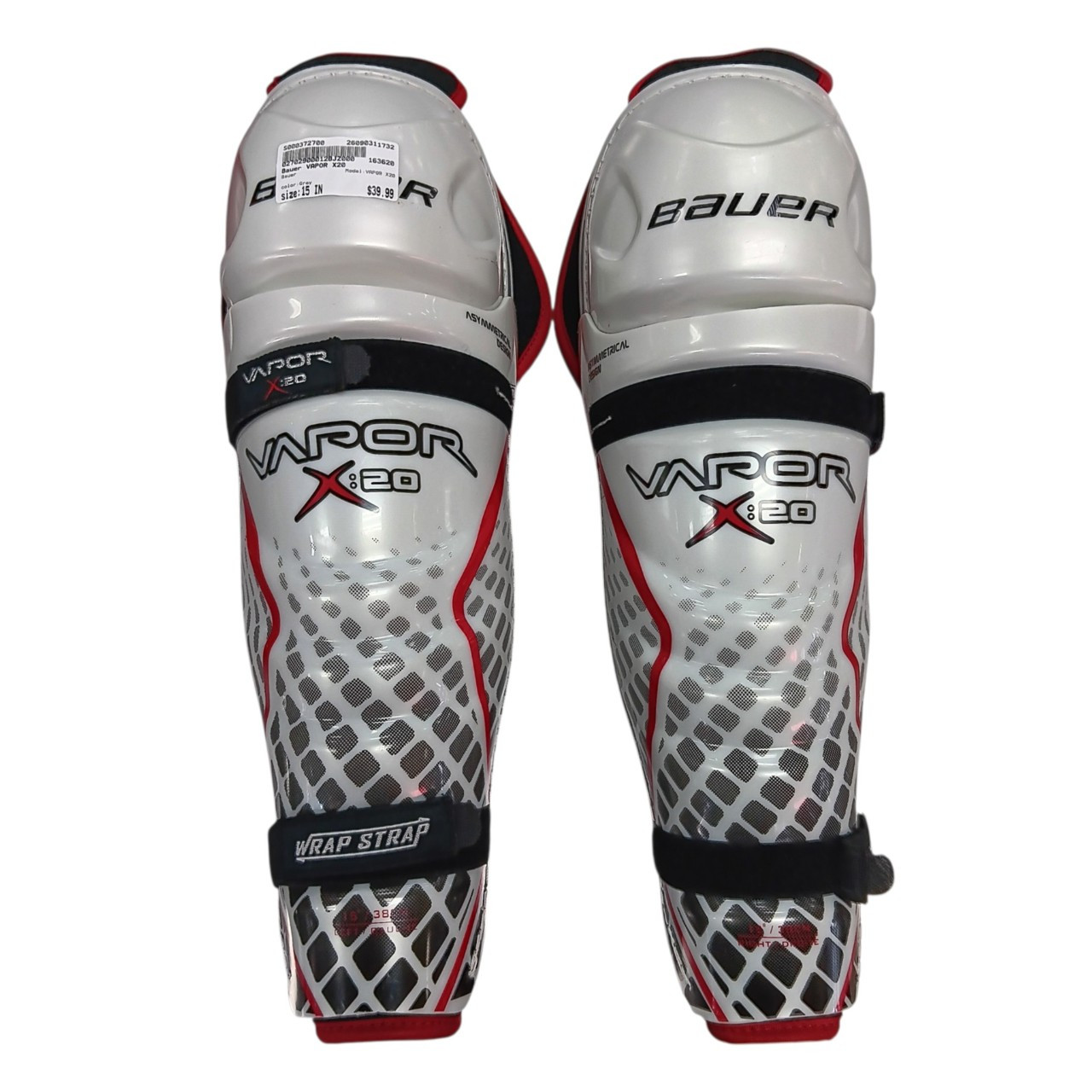Bauer VAPOR X20 Senior Shin Guards Grey 15"
