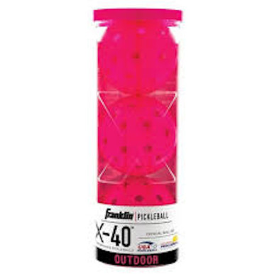 New X-40 PB OUTDOOR 3-PK PINK Pickleball Balls