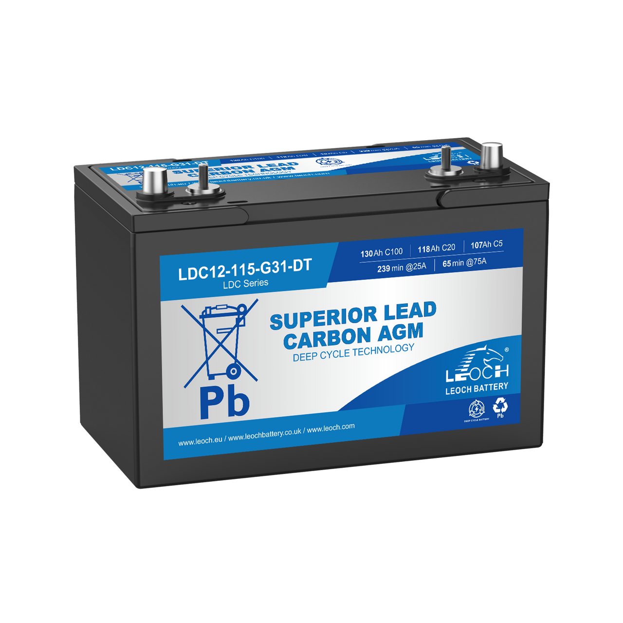 LEOCH LDC12‑115‑G31‑DT AGM-Gel 115Ah - Dual-Terminal Power