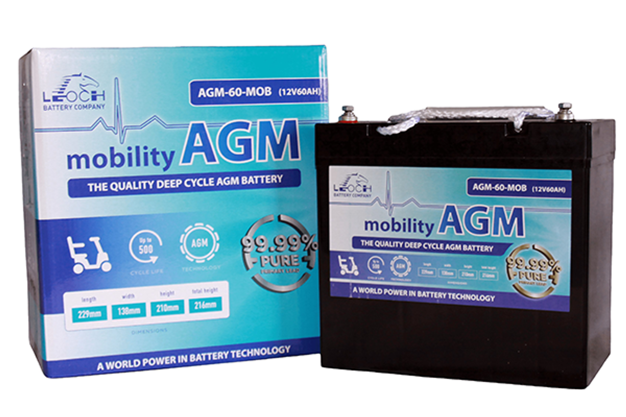 AGM-60-MOB - Two 12V 60Ah Batteries For Mobility Scooters - VAT EXEMPT