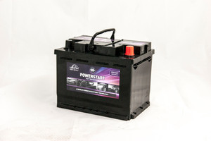 Leoch P2H-027 Car Battery. The Battery is Black all over with a purple branded label on the front. On top the positive terminal is coloured red and the handle is upright. Leoch P2H-027 Car Battery. The Battery is Black all over with a purple branded label on the front. On top the positive terminal is coloured red and the handle is upright.