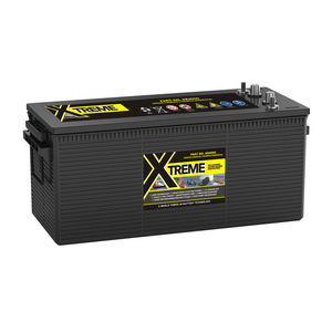 A Leoch XR-4000 Battery. The terminals are both located on the right hand side. Positive top and negative bottom. A Leoch XR-4000 Battery. The terminals are both located on the right hand side. Positive top and negative bottom.