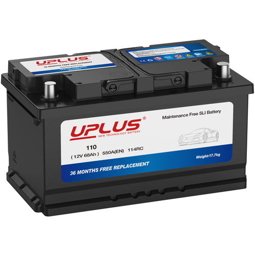 UPLUS 110 Automotive Battery, 12V 68Ah, 550A 114RC, Premium Maintenance-Free Power
