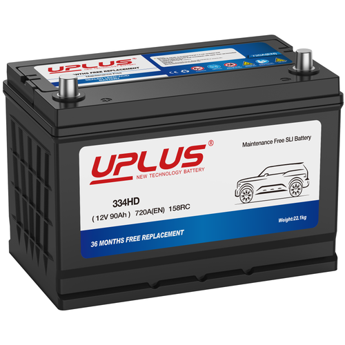 UPLUS 334HD Heavy Duty Automotive Battery, 12V 90Ah, 720A, Maintenance-Free for SUV and Trucks
