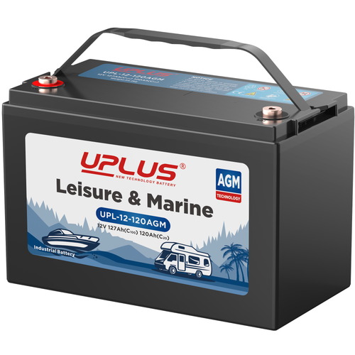 UPLUS UPL-12-120AGM Leisure Battery, 12V 120AH Deep Cycle Battery for Marine/Caravan, Trolling Motor, Solar, Camping, RV, Motorhome