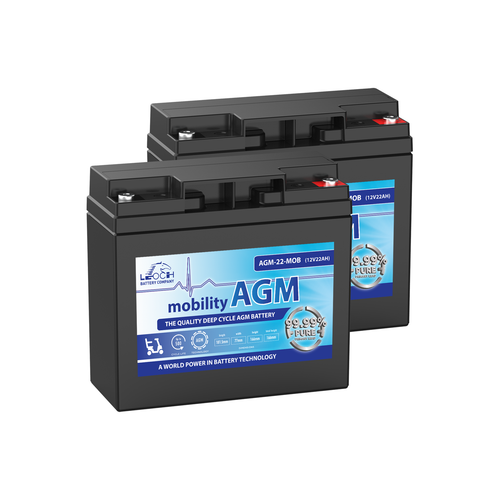 AGM-22-MOB - Two 12V 22Ah Batteries For Mobility Scooters VAT EXEMPT ONLY *VAT EXEMPTION FORM REQUIRED SEE DESCRIPTION*