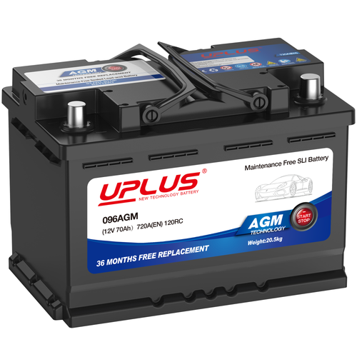 UPLUS 096AGM 12V 70Ah AGM Battery | 720A CCA | Maintenance-Free Automotive Battery