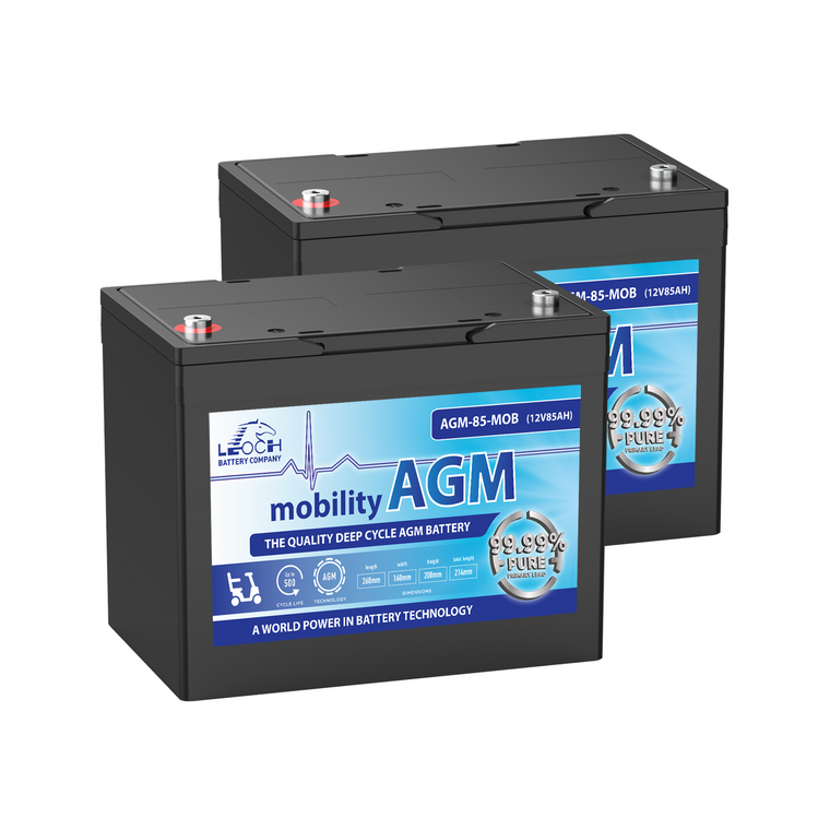 Two AGM-85-MOB 12V 85Ah Batteries For Mobility Scooters