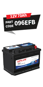 UPLUS 096 EFB 12V 70Ah Start-Stop Car Battery, 700A CCA