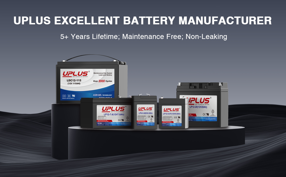 UPLUS LP6-5.0 6V 5.0Ah AGM Battery - Sealed Lead Acid, Maintenance-Free, for Deer Feeder, Power Wheels, Hunting Cameras, and More