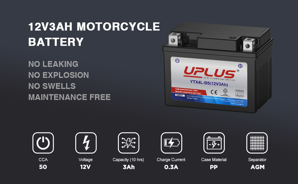 12V 3Ah SLA Batteries Maintenance Free Scooter ATV, Replacement for YT4L-BS, Agm12-4, LTX4L-BS, NTX4L-BS, CTX4L-BS, GTX4L-BS, FTX4L-BS