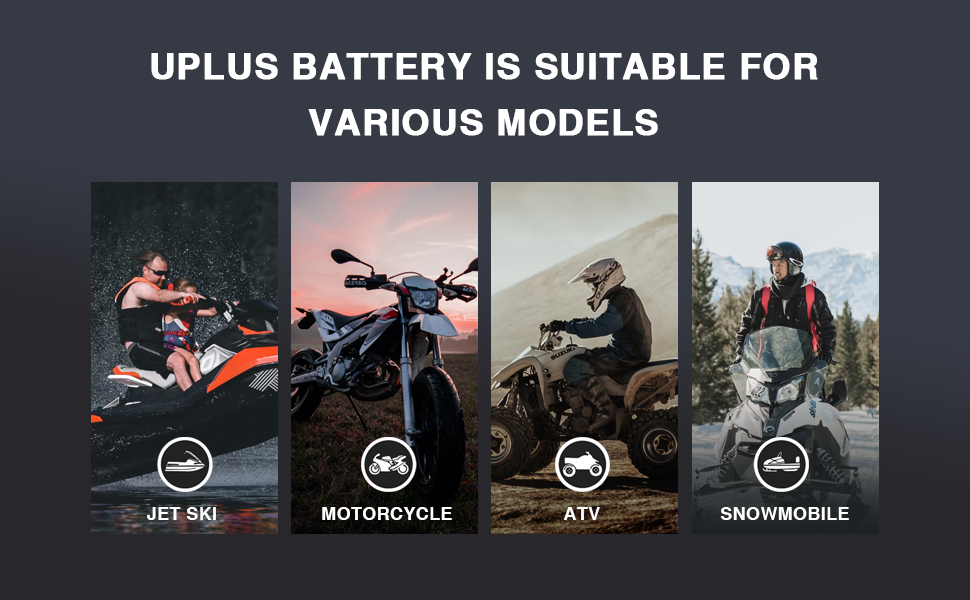 UPLUS YTX14-BS 12V 12Ah AGM Battery - Maintenance Free Powersports Battery for Motorcycles, ATVs, Scooters, Snowmobiles, and UTVs 