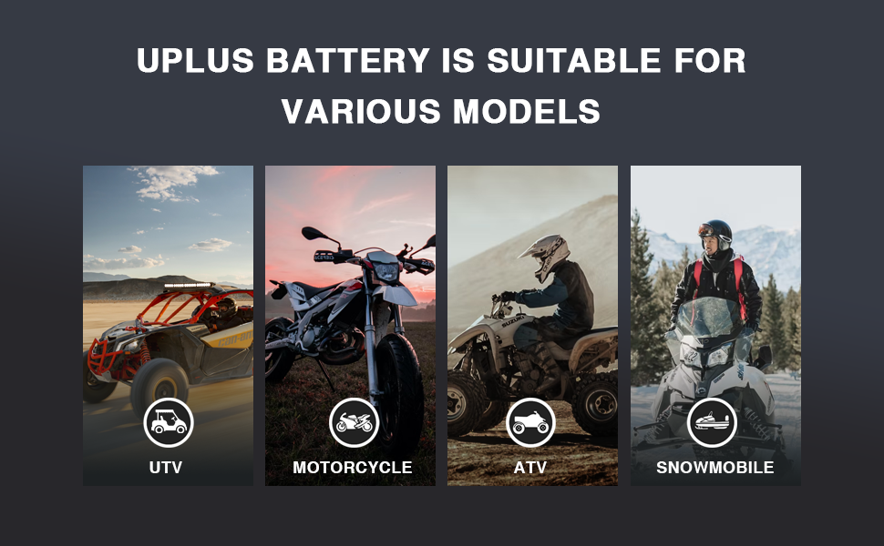 UPLUS YB10L-A2 12V 10Ah Powersports Battery for Motorcycles, ATVs, UTVs, Snowmobiles | Maintenance-Free Sealed AGM Battery