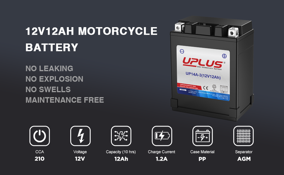 UPLUS YB14L-A2 12V 12Ah Maintenance-Free Sealed Powersports Battery, designed for ultimate performance in motorcycles, ATVs, snowmobiles, and more.
