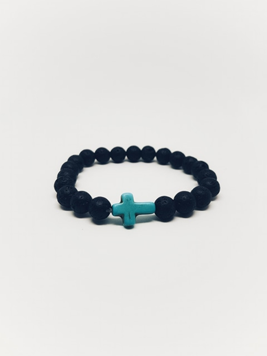 Lava Stone Cross Bracelet