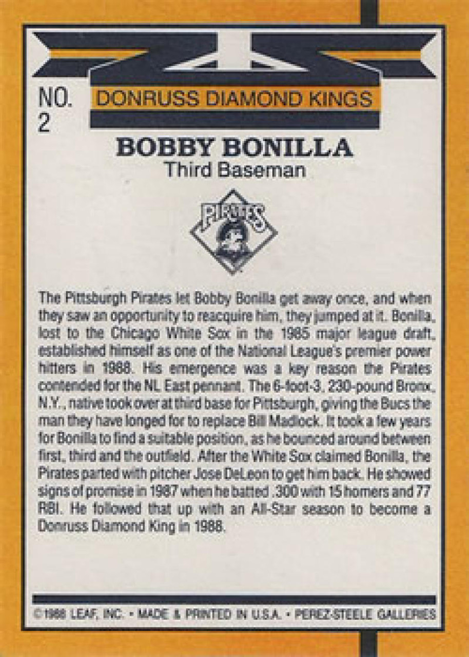 1990 Donruss #290 Bobby Bonilla NM-MT Pittsburgh Pirates