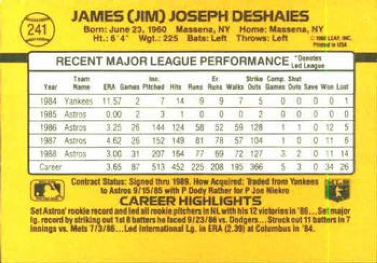 1990 Donruss #187 Jim Deshaies NM-MT Houston Astros - Under the